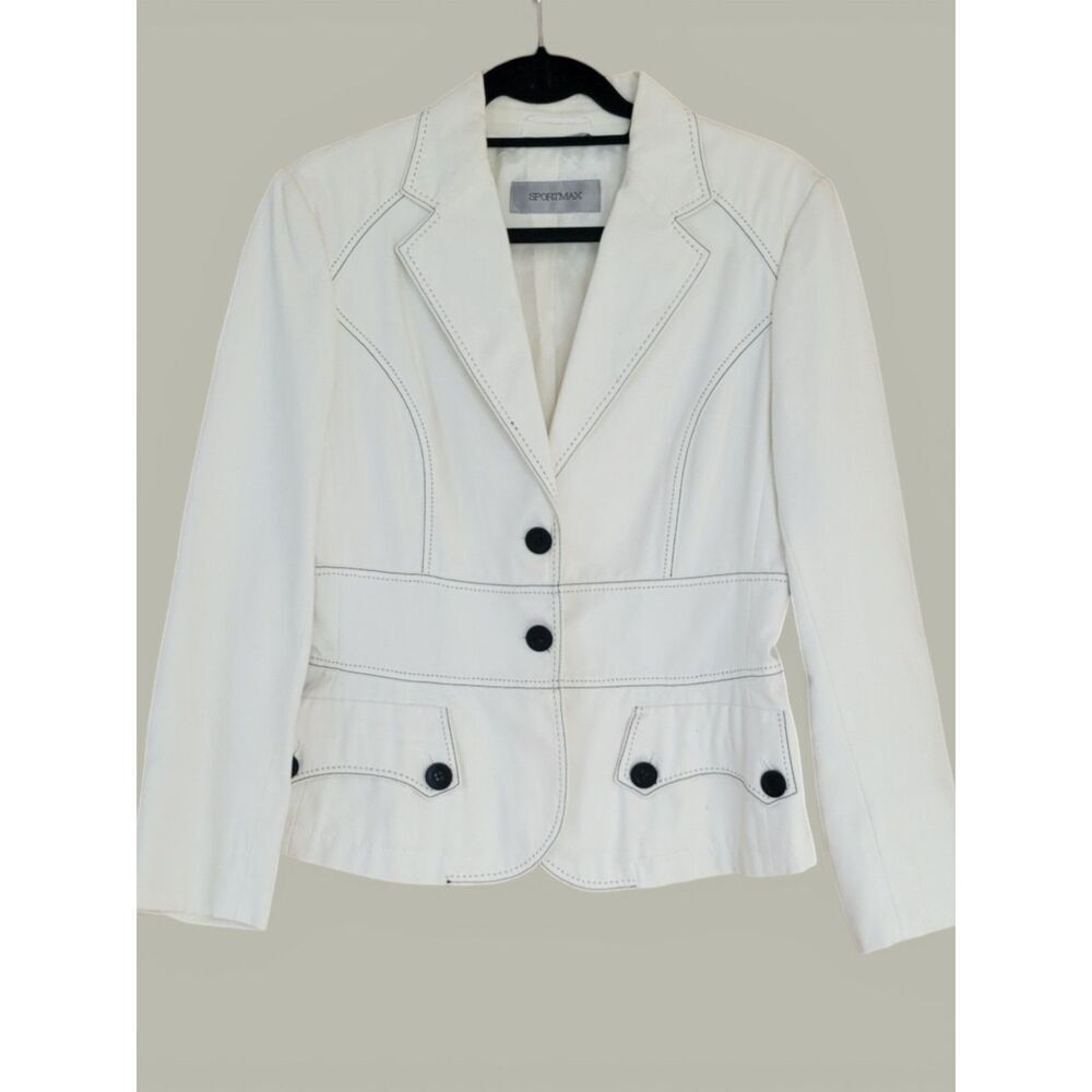 Max Mara SportMax Vintage Contrast Stitch Blazer Tailored Structured Academia 12 - Picture 2 of 9